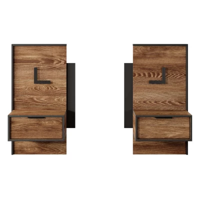 Set 2x noční stolek CALERA - kaštan / antracitový + LED osvětlení ZDARMA