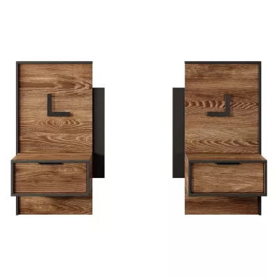 Set 2x noční stolek CALERA - kaštan / antracitový + LED osvětlení ZDARMA
