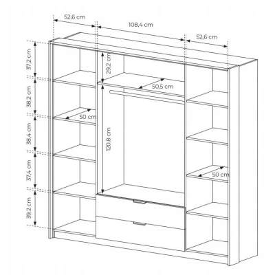 Šatní skříň se zrcadlem 220 cm CALERA - kaštan / antracitová