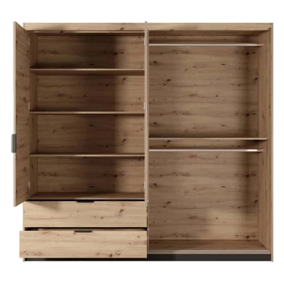 Šatní skříň se zrcadlem 220 cm REFORM - dub artisan / antracitová