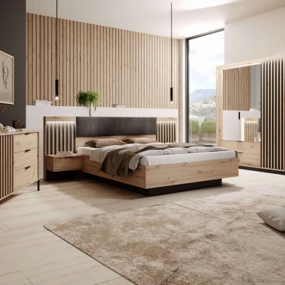 Šatní skříň se zrcadlem 220 cm REFORM - dub artisan / antracitová