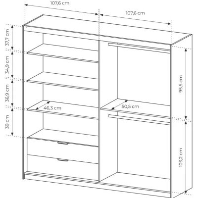 Šatní skříň se zrcadlem 220 cm REFORM - dub artisan / antracitová