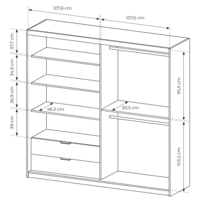 Šatní skříň se zrcadlem 220 cm REFORM - dub artisan / antracitová