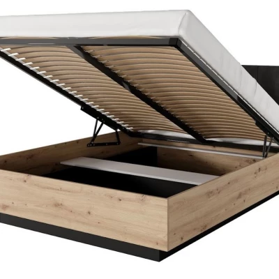 Manželská postel s úložným prostorem 160x200 REFORM - dub artisan / antracitová