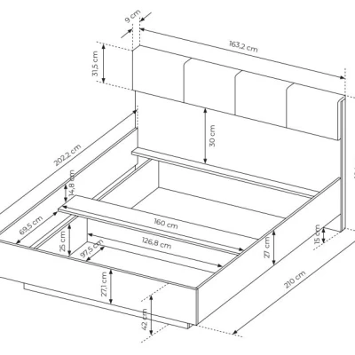 Manželská postel s úložným prostorem 160x200 REFORM - dub artisan / antracitová