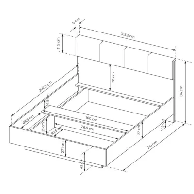 Manželská postel s úložným prostorem 160x200 REFORM - dub artisan / antracitová