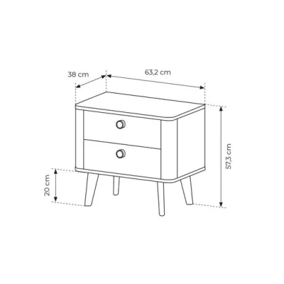 Stolek k posteli TROY - dub barista
