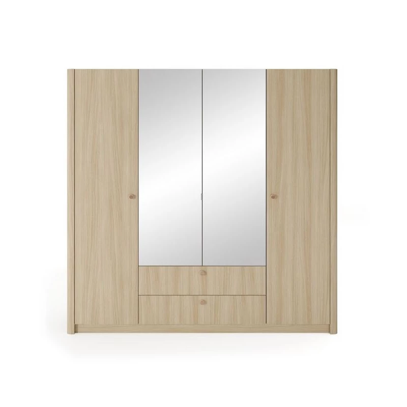 Velká zrcadlová šatní skříň 213 cm TROY - dub barista