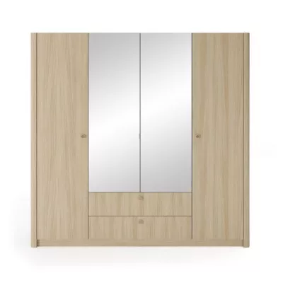 Velká zrcadlová šatní skříň 213 cm TROY - dub barista