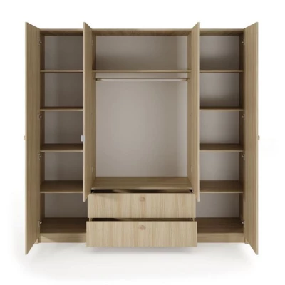 Velká zrcadlová šatní skříň 213 cm TROY - dub barista