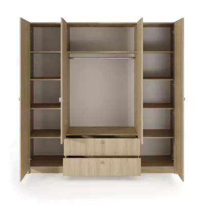 Velká zrcadlová šatní skříň 213 cm TROY - dub barista