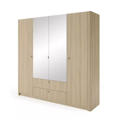 Velká zrcadlová šatní skříň 213 cm TROY - dub barista