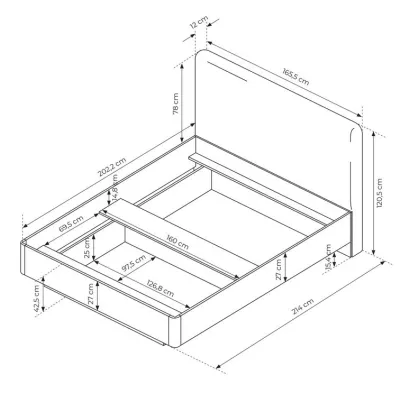 Manželská postel s úložným prostorem 160x200 TROY - dub barista