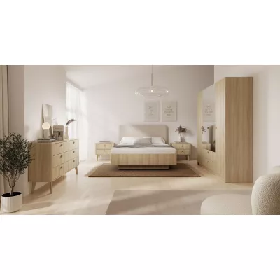 Velká zrcadlová šatní skříň 213 cm TROY - dub barista