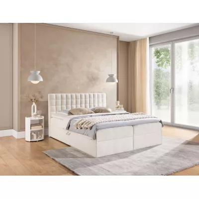 Manželská boxspringová postel 160x200 SALOMA - smetanová + topper