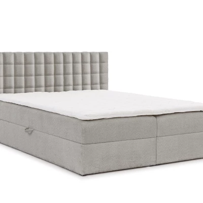 Manželská boxspringová postel 180x200 SALOMA - světle šedá + topper