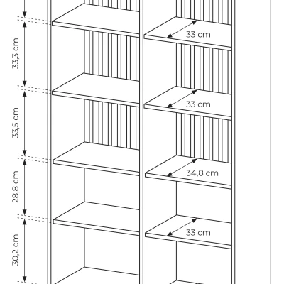 Vysoká vitrína DEMOPOLIS - dub evoke / černá + LED osvětlení ZDARMA
