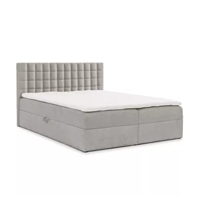 Manželská boxspringová postel 200x200 SALOMA - světle šedá + topper