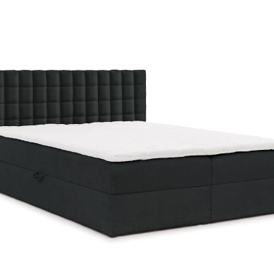 Manželská boxspringová postel 200x200 SALOMA - černá + topper