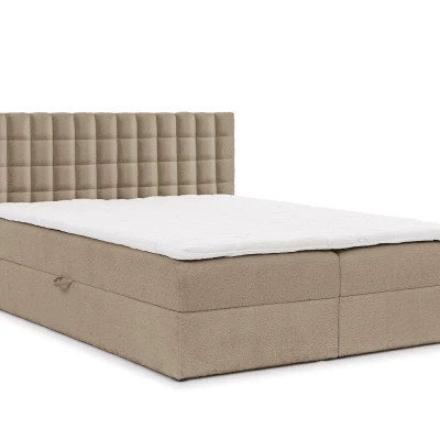 Manželská boxspringová postel 200x200 SALOMA - šedá + topper