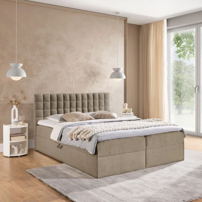 Manželská boxspringová postel 200x200 SALOMA - šedá + topper