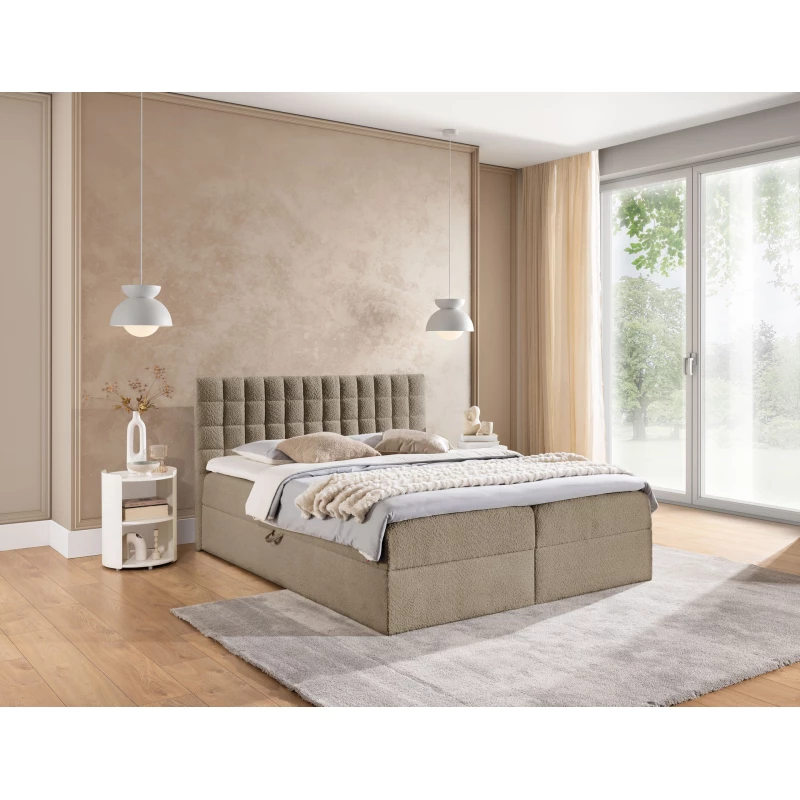 Manželská boxspringová postel 200x200 SALOMA - šedá + topper