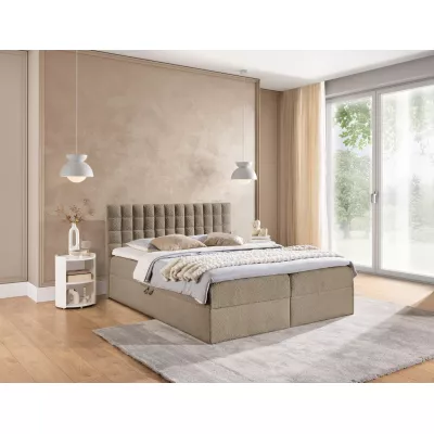 Manželská boxspringová postel 200x200 SALOMA - šedá + topper