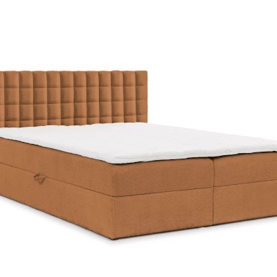 Manželská boxspringová postel 200x200 SALOMA - hnědá + topper