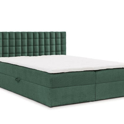 Manželská boxspringová postel 200x200 SALOMA - láhvově zelená + topper