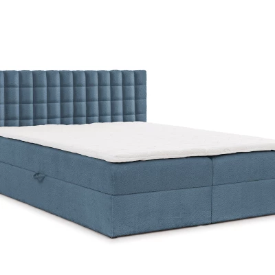 Manželská boxspringová postel 200x200 SALOMA - modrá + topper
