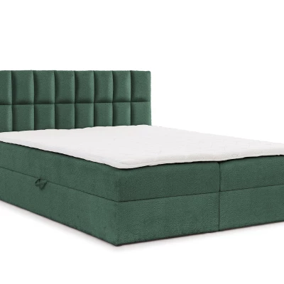 Jednolůžková čalouněná postel 120x200 ALIBINA - láhvově zelená + topper