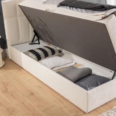 Jednolůžková čalouněná postel 120x200 ALIBINA - láhvově zelená + topper