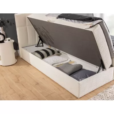 Jednolůžková čalouněná postel 120x200 ALIBINA - láhvově zelená + topper