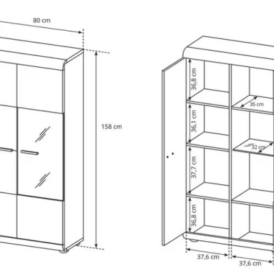 Úzká vitrína do obývacího pokoje LUVERNE - dub sonoma