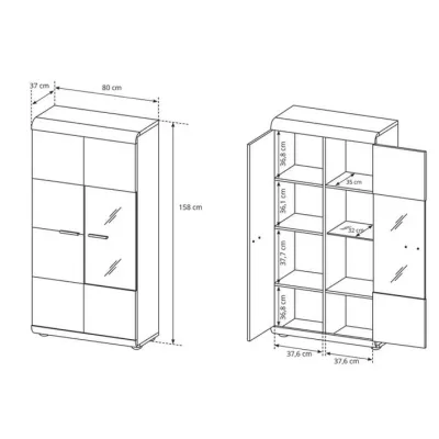 Úzká vitrína do obývacího pokoje LUVERNE - dub sonoma