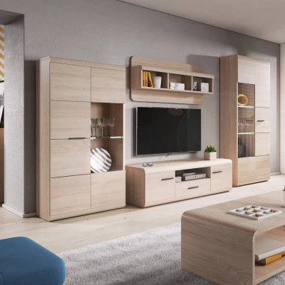 Úzká vitrína do obývacího pokoje LUVERNE - dub sonoma