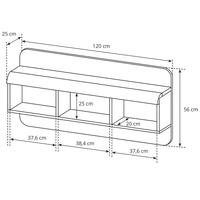 Závěsná police LUVERNE - dub sonoma