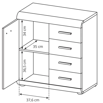 Kombinovaná úzká komoda LUVERNE - dub sonoma
