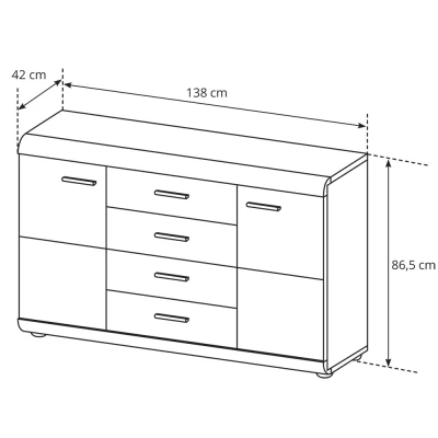 Kombinovaná komoda LUVERNE - dub sonoma