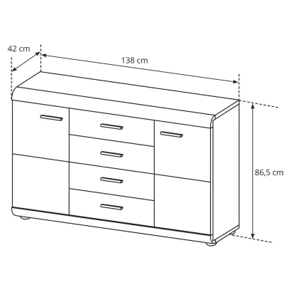 Kombinovaná komoda LUVERNE - dub sonoma