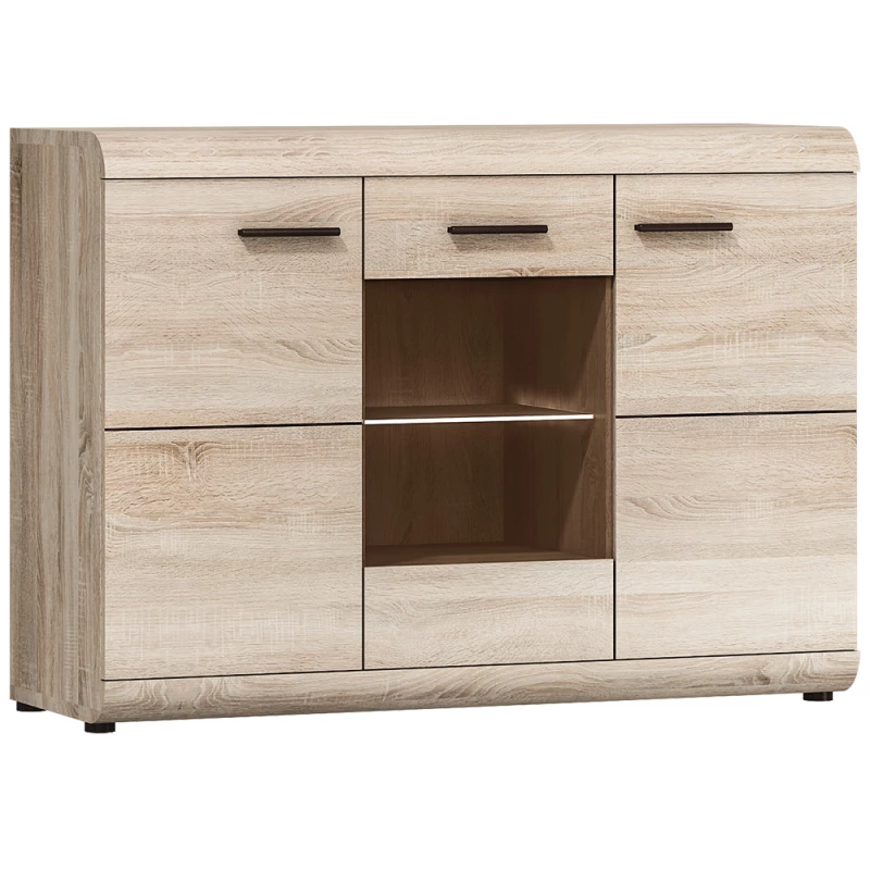 Prosklená komoda LUVERNE - dub sonoma