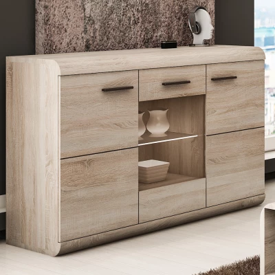 Prosklená komoda LUVERNE - dub sonoma