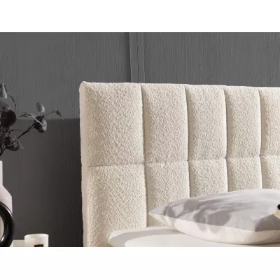 Manželská čalouněná postel 140x200 ALIBINA - smetanová + topper