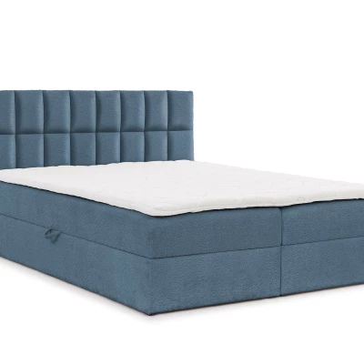 Manželská čalouněná postel 140x200 ALIBINA - modrá + topper