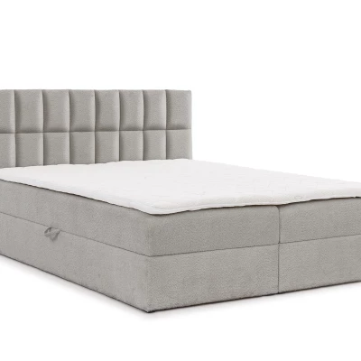 Manželská čalouněná postel 160x200 ALIBINA - světle šedá + topper