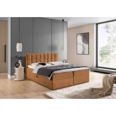 Manželská čalouněná postel 160x200 ALIBINA - hnědá + topper