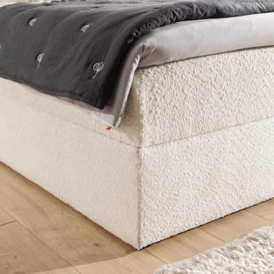 Manželská čalouněná postel 160x200 ALIBINA - smetanová + topper