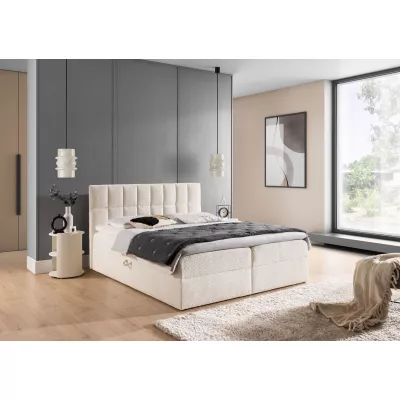 Manželská čalouněná postel 160x200 ALIBINA - smetanová + topper