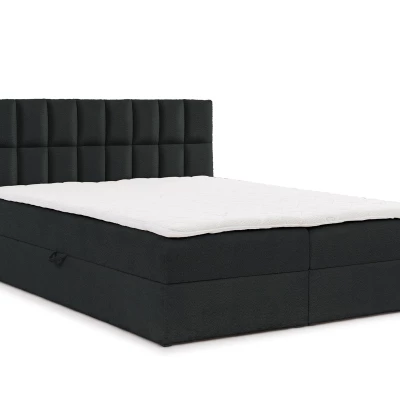 Manželská čalouněná postel 180x200 ALIBINA - černá + topper