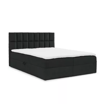Manželská čalouněná postel 180x200 ALIBINA - černá + topper